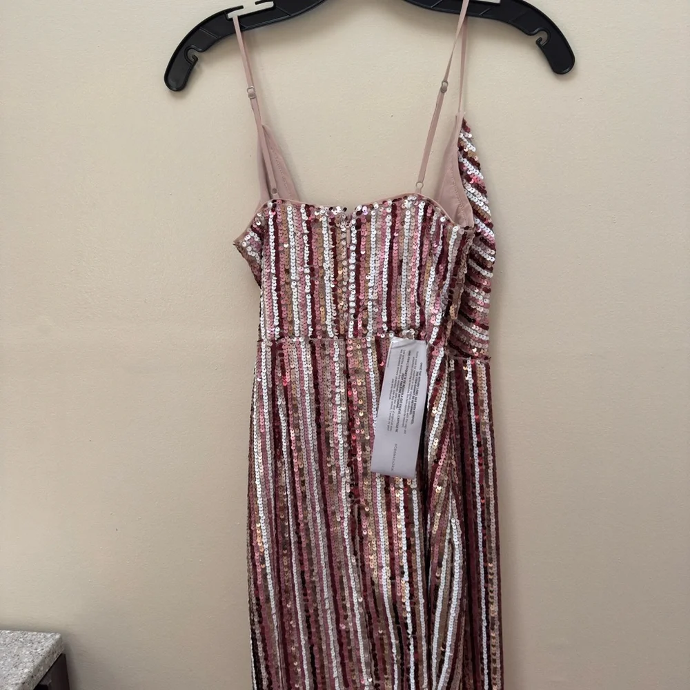 BCBGMaxAzria multicolor pink sequins wrap mini dress - Picture 9 of 10